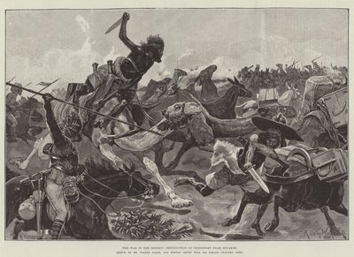 La guerra en Sudán, destrucción de transporte cerca de Souakim de Richard Caton Woodville junior